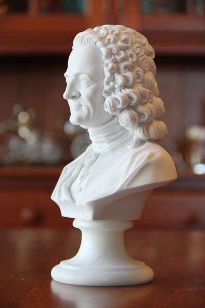 Voltaire Author Statue Philosopher Bust Head Satirist Sculpture Portraiture